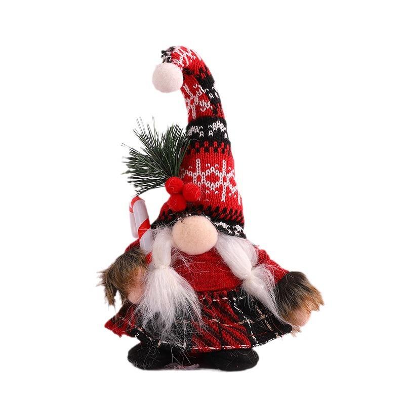 Neu Weihnachtsschmuck Wollknäuel Stricken gebogen Hut Gnome Puppe Ornamente Krücken Amerikanische