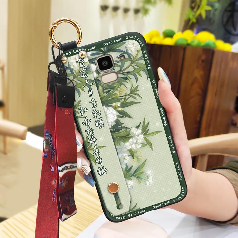 Wrist Strap Chinese Style Phone Case For Samsung Galaxy J6 2018/SM-J600F Anti-dust Kickstand Shockproof Fashion Durable