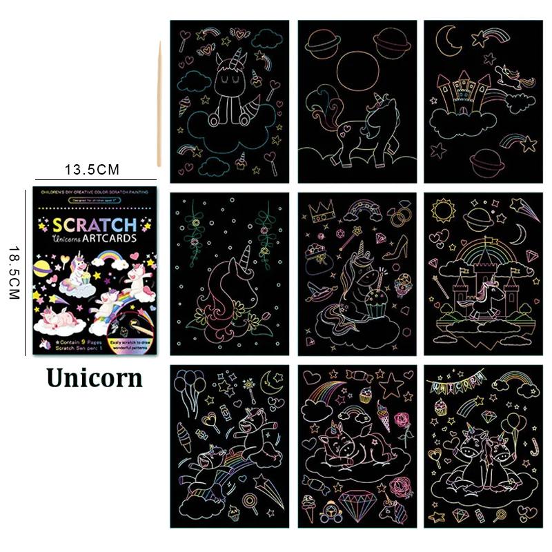 Regenbogen-Rubbelpapier Kinder-Kunstkarten Schwarz DIY Regenbogen-Kunstpapierkarte Neon-Rubbelpapier Weihnachten Neujahrsgeschenk für Kinder