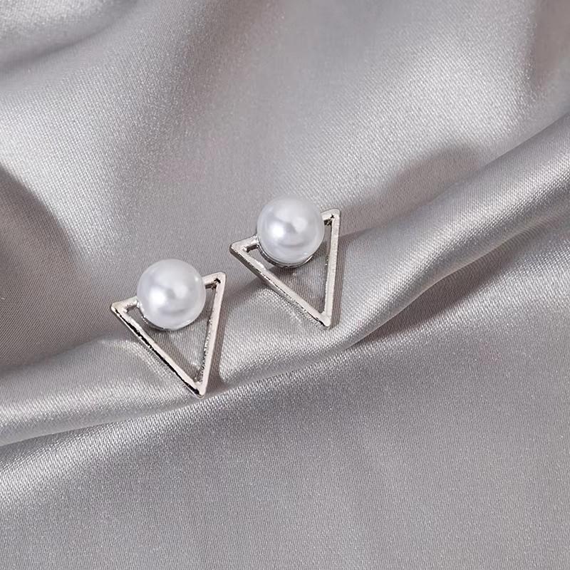 New Fashion Triangle Earrings for Women Colorful Enamel Korean New Imitation Pearl Dangle Earrings Unusual Boho Party Gifts
