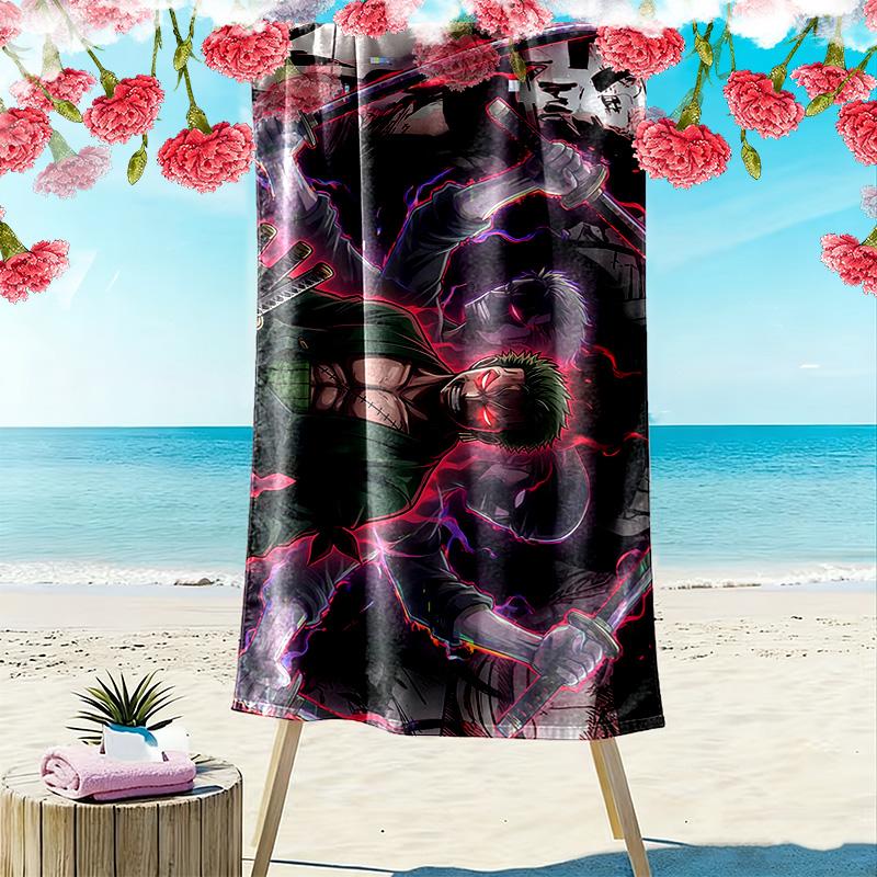 Roronoa Zoro Print Beach Towel, Large Soft Quick Dry Towel for Beach Camping Swimming