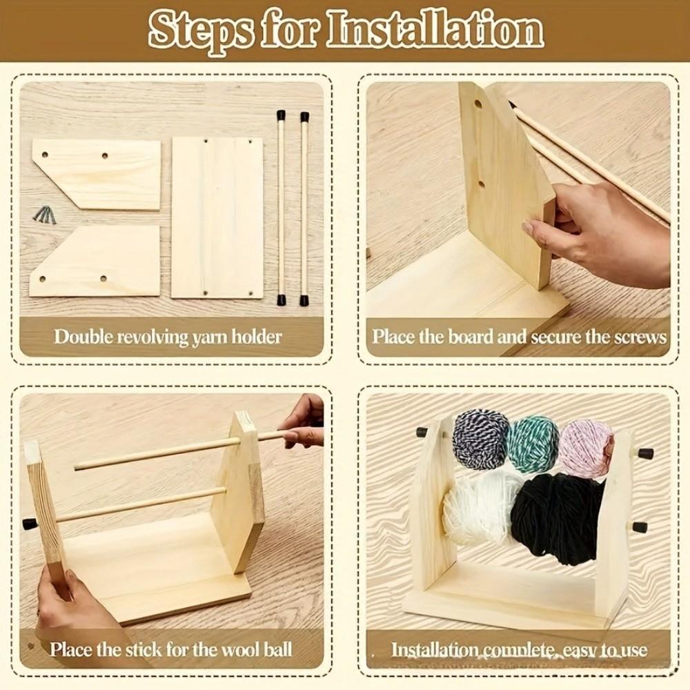 Double Layer Wool Storage Rack Vertical Rotating Yarn Spool Organizer Wooden Yarn Holder  Sewing