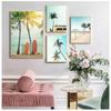 Canvas Painting Vintage Landscape Surfboard Palm Trees Surf Van Holiday Trip Poster Print Wall Art Pictures For Home Decoration