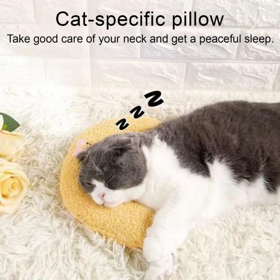 U-Shaped Pet Pillow Cat Neck Support Pillow Soft Fluffy Cat Calming Pillow with Cute Patterns Half Donut Cuddle Pillow for Cats And Small Dogs