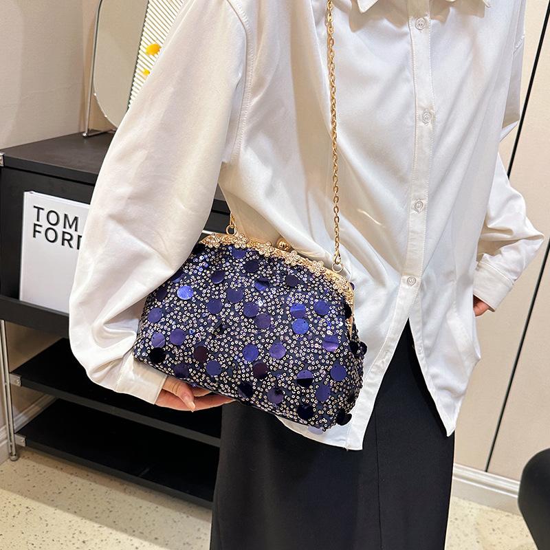 Sequins Evening Clutch Bag Fashion Evening Bags Chain Strap Bling Shoulder Bag Large Capacity Top Handle Purse for Wedding Party