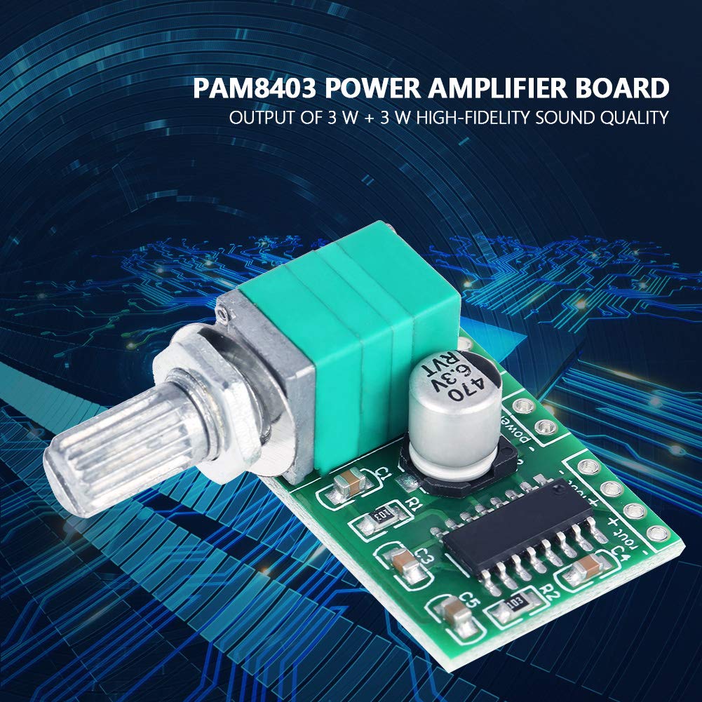 Digital Audio Amplifier Board PAM8403, 5V DC, 3W X 2 Output, Mini Size 3.5 X 3cm, 4 Pack