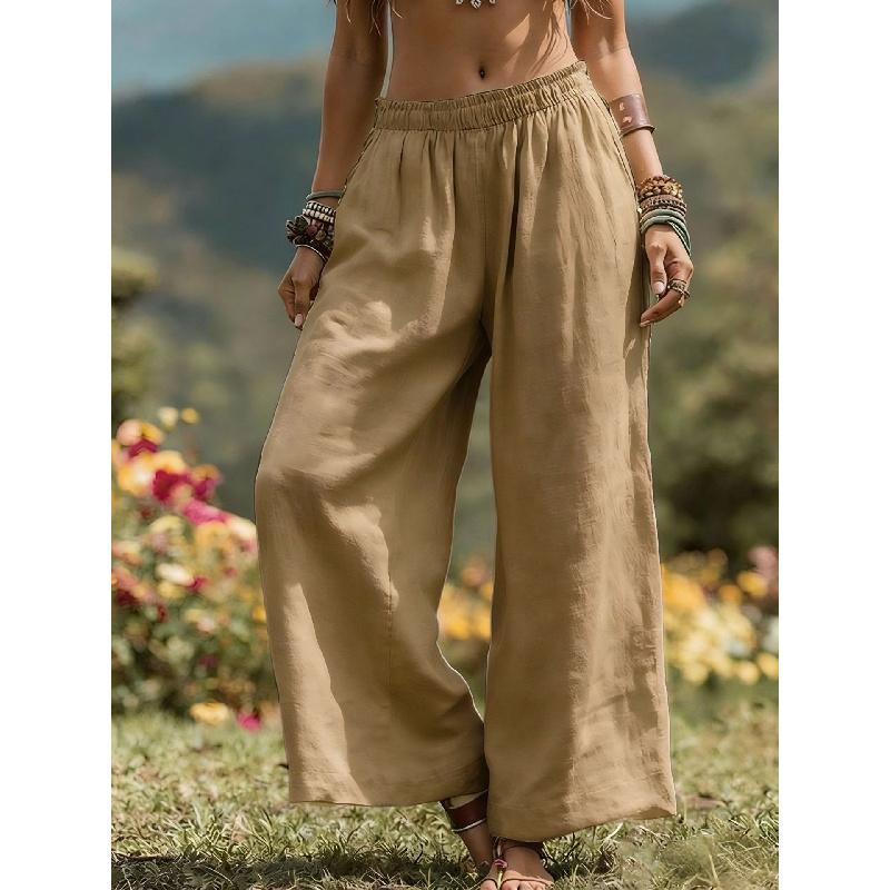 2026 Spring/Summer New Solid Color Loose Casual Wide-Leg Pants for Women, Breathable Long Pants