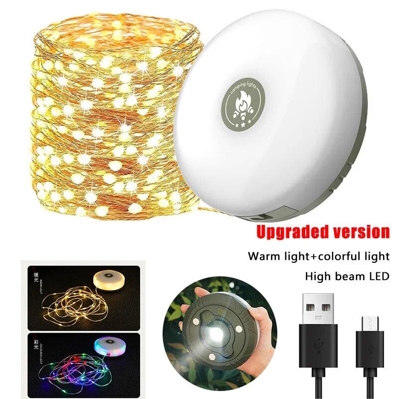 Multifunction LED Camping Reel String Lights 10M USB Outdoor Portable Tent Lamp Night Lights for Garden Patio Room Party Decor