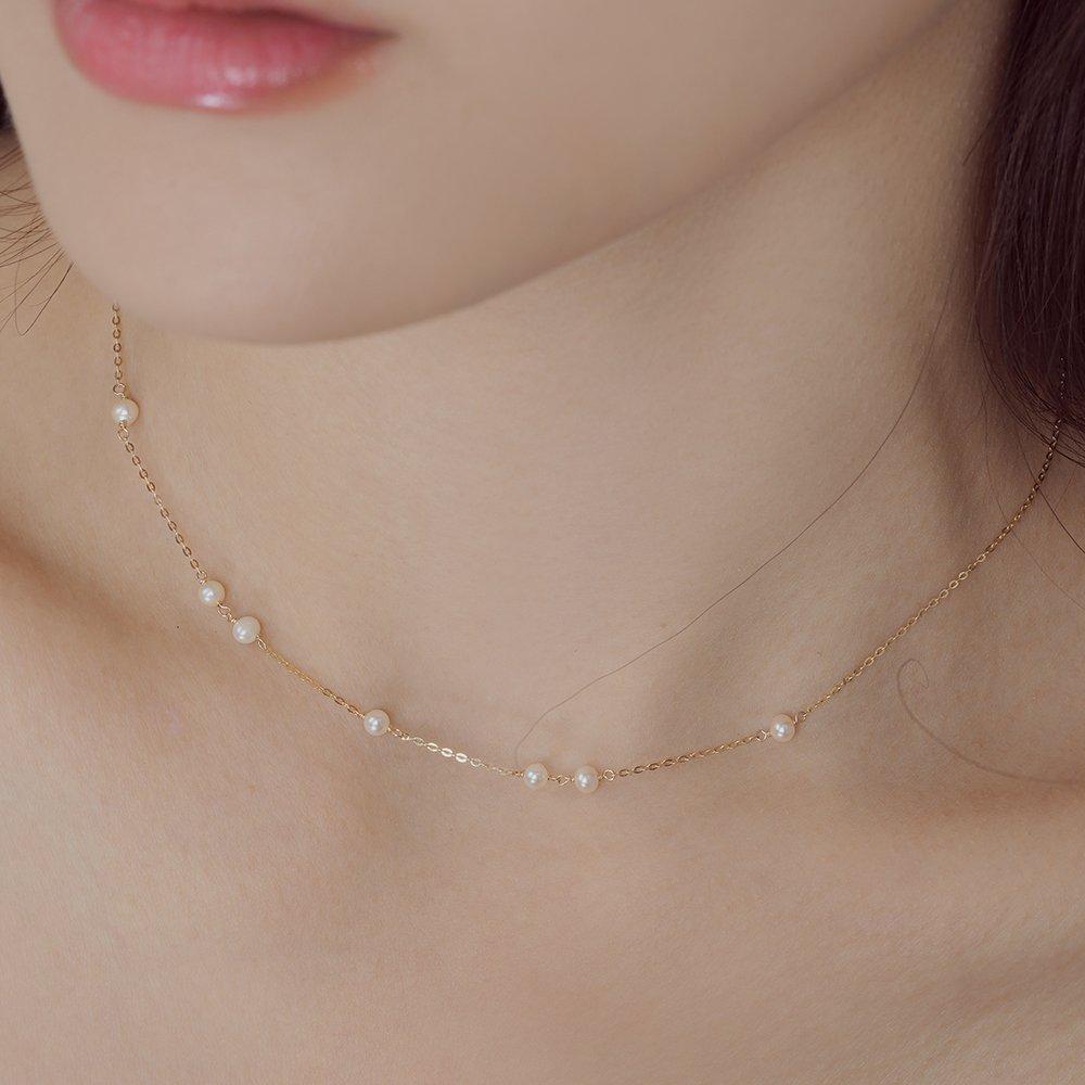 14K Eclat Natural Freshwater Pearl Choker Necklace W