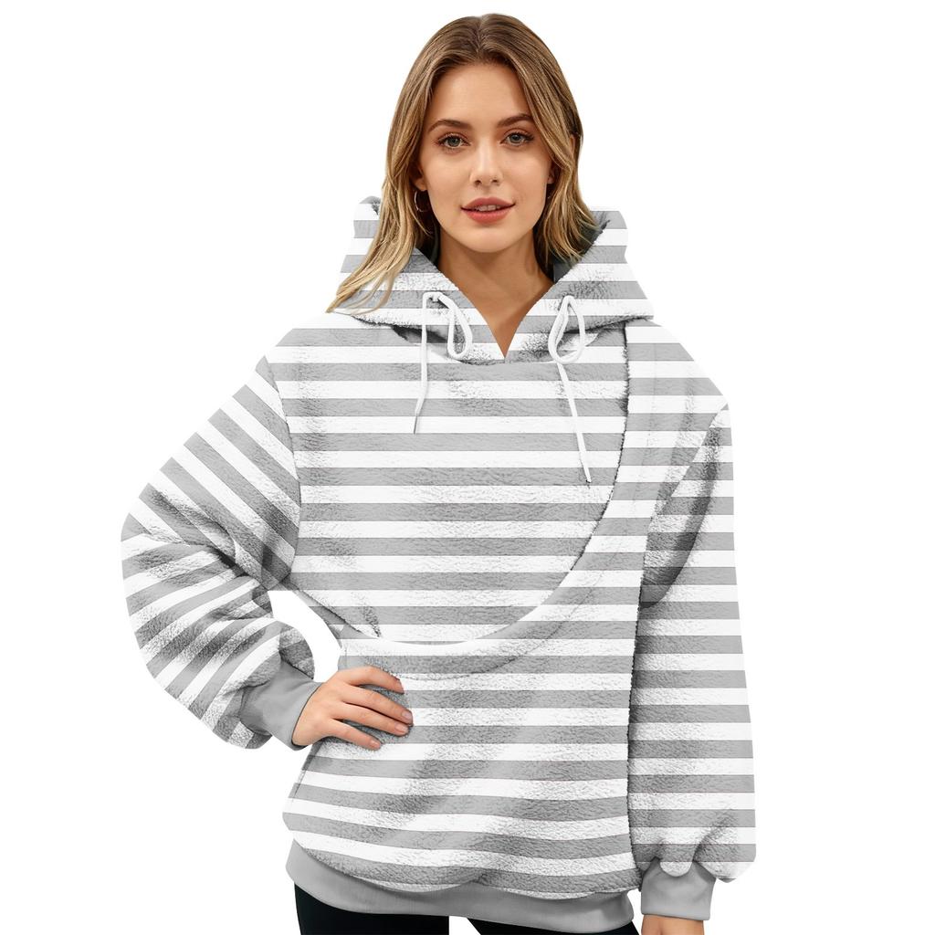 Women's Pullover Striped Print Top Long Sleeve Sports Flannel Top