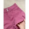 High-Waisted Pink Denim Shorts for Women: Plus Size, Loose-Fit, A-Line, Wide-Leg, Trendy Summer Style