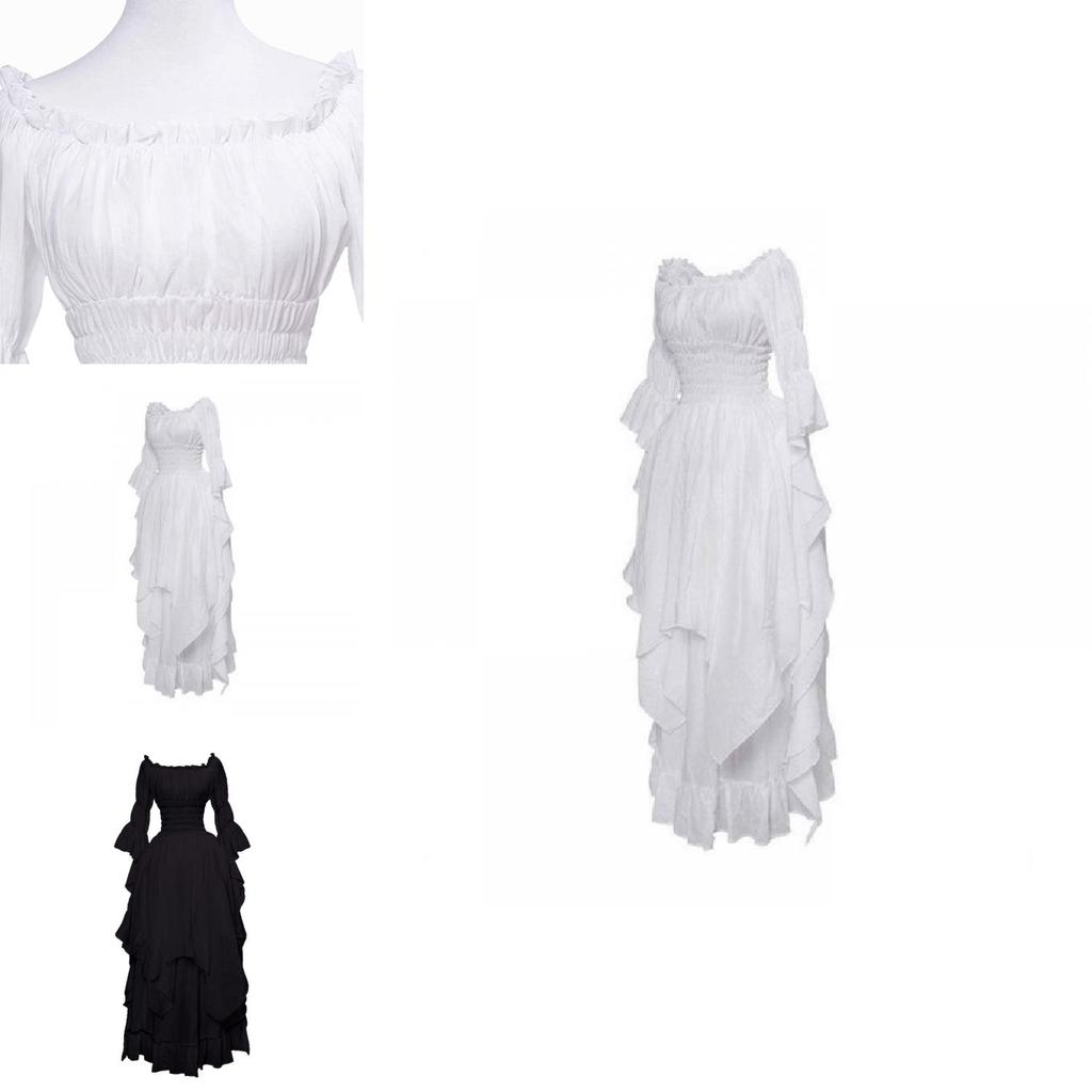 Qita Medieval Halloween Cosplay Dress With Binding Waist And Court Style Long Skirt European And American Fantasy Elements Sizes S-xxl)