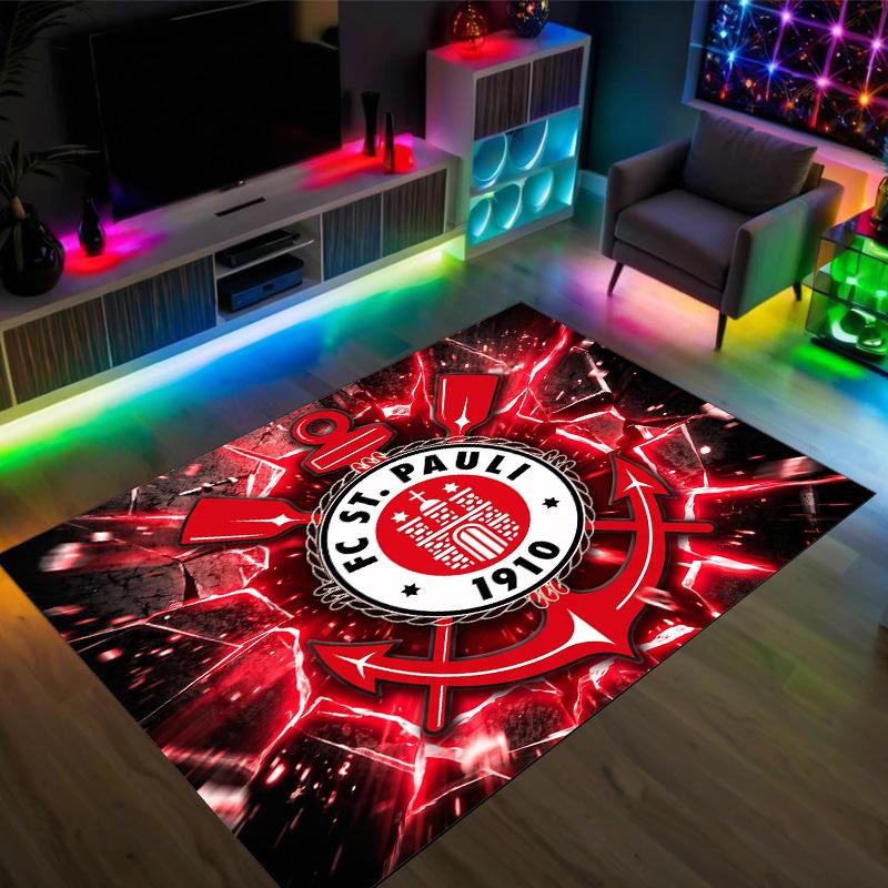 FC St. Pauli Football Design Crystal Velvet Carpet Cozy Non?Slip Printed Rug For Bedroom Living Room Entrance