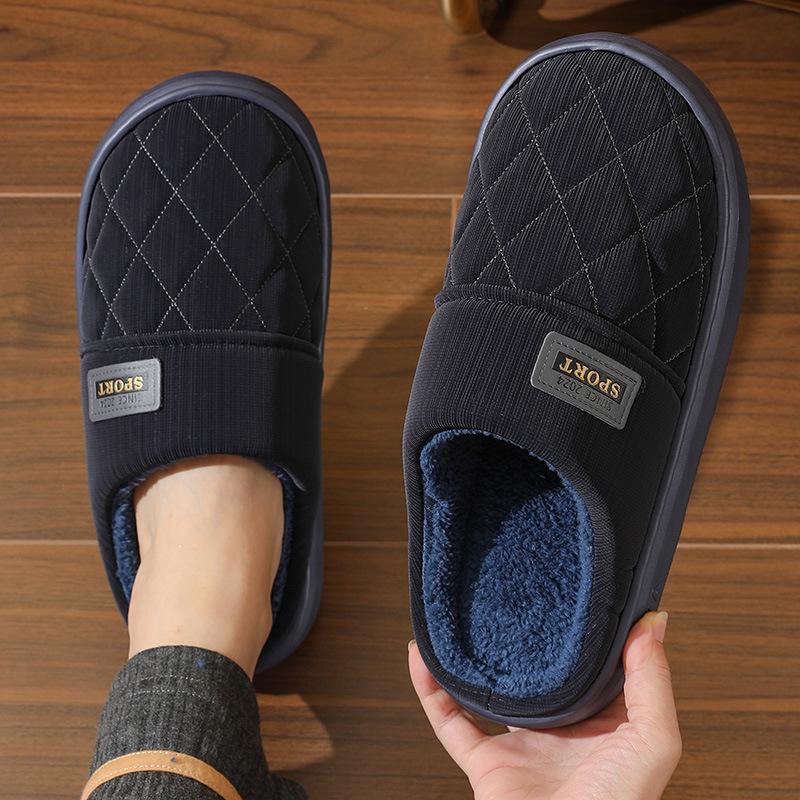 Pantofole invernali da uomo in velluto di cotone, casual, calde, con suola spessa, grandi dimensioni, antiscivolo, scarpe da interno, 38-47