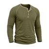 Men's Long Sleeve Henley Shirt Pullover Crew Neck Casual Slim Fit Basic Stretchy Top for Everyday Wear