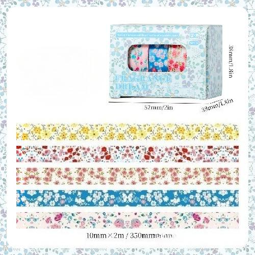 Chunxin Flower Language Boxed Japanese Paper Tape 5*1cm Wide Flowers and Leaves Dividing Line Hand Account Pastoral Flower Tape