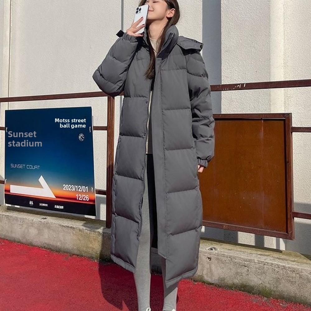 Down Jacket Women's Super Long New Winter Thickened Loose and Thin College Style Couple Down Jacket