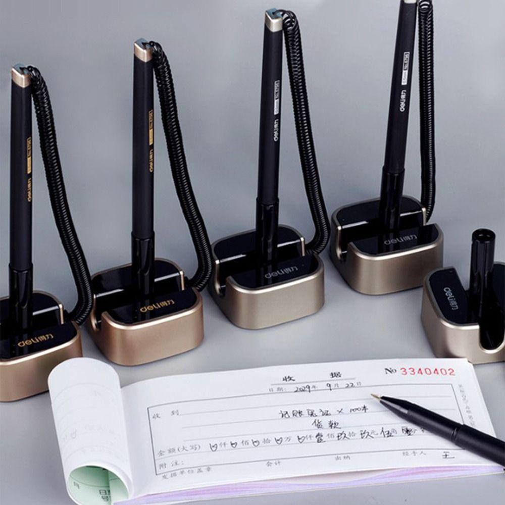 NUOBESTY 3 penne da banco sicure con catena adesiva da scrivania inchiostro gel portapenne di sicurezza supporto tipo giunto a molla per reception