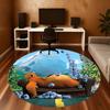 1pc Bear Squirrel Round Chair mat Area Rug - Non-Slip, Floor Mat for Office, Bedroom, home decor Christmas Gift p0811280