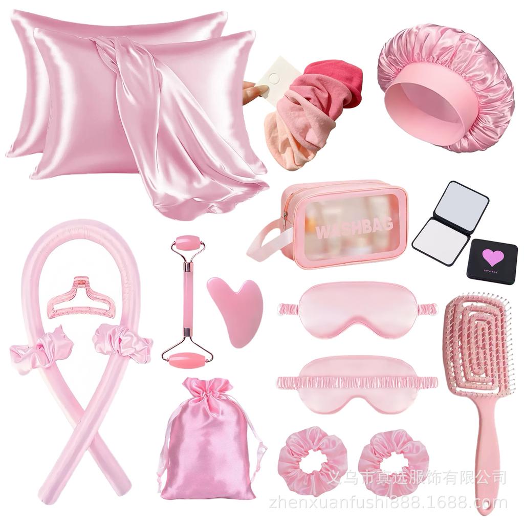 Pink Hair Sleeping Eye Mask Hair Cap Folding Comb Shampoo Brush Hair Comb Multi-piece Set Combination Set