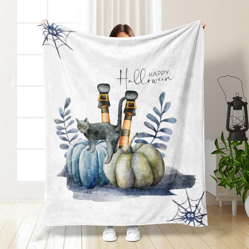 Halloween Theme digitalprinted polyester Bedroom velvet flannel soft sofa cover blanket Fleece soft sofa cover blankets