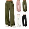 Women Casual Loose Wide Leg Pants Street Style Relaxed Fit Long Trousers with Pockets Simple Design Comfortable Daily Wear