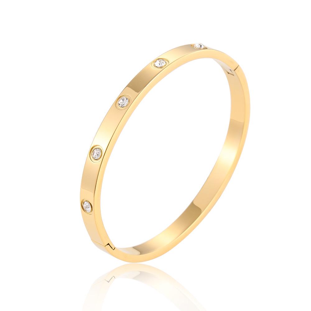 

2024 Высококачественный нетускнеющий бриллиантовый браслет Дыхание младенца , титановая сталь, простой роскошный дизайн золотой