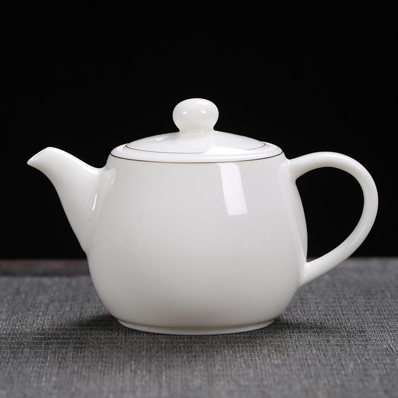 Gold-Embossed Dehua White Porcelain Sheep Fat Jade Teapot Internet Celebrity Large Lacquer Deer Companion Tea Brewing Filter