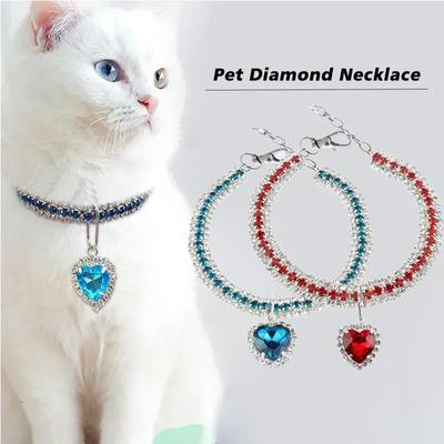 Cat Rhinestone Diamante Collar Necklace for Kitten Luxury Crystal Pets Decoration Necklaces Bling Pet Accessories for Cats Dogs