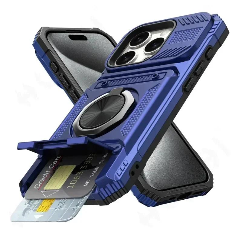 Pouzdro Pro iPhone 11 13 14 15 16 Pro Max 14 15 16 Plus 11 Magnetický Otočný Kroužek Stojánek Odolné Ochrana Proti Pádu Peněženka
