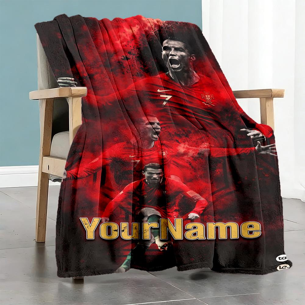 Cristiano Ronaldo 30 Customize Your Name Blanket Gift Customizable Blanket Ultra-Soft Versatile for Sofa Office Bed Nap Four Seasons Universal