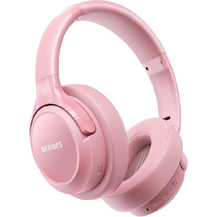 BERIBES Bluetooth Headphones Over Ear, 65H Playtime and 6 EQ Music Modes Wireless Headphones with Microphone, HiFi Stereo Foldable Lightweight