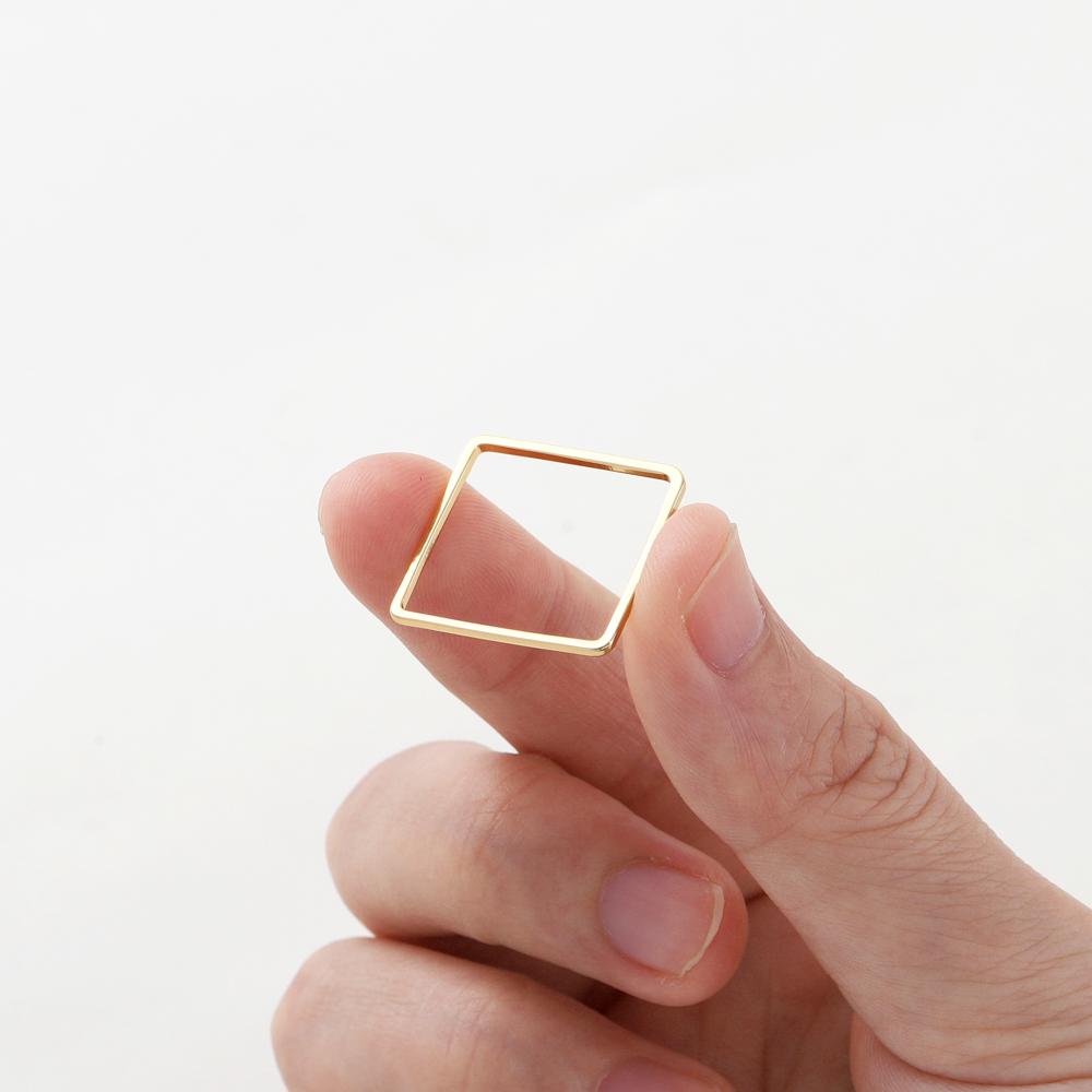 10Pcs 14K/18K Gold Color Plated Brass 20mm Square Hoops Earring Wires Connectors Closed Rings for DIY Jewelry Making Supplies