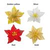 6PCS Christmas Glitter Flowers Yellow Flower Christmas Ornaments for Xmas Holiday Wedding Wreath Party Floral