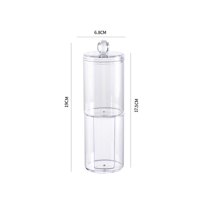 Round Acrylic Cotton Swab Box With Lid Dustproof Makeup Cotton Storage Toothpick Organizer Box
