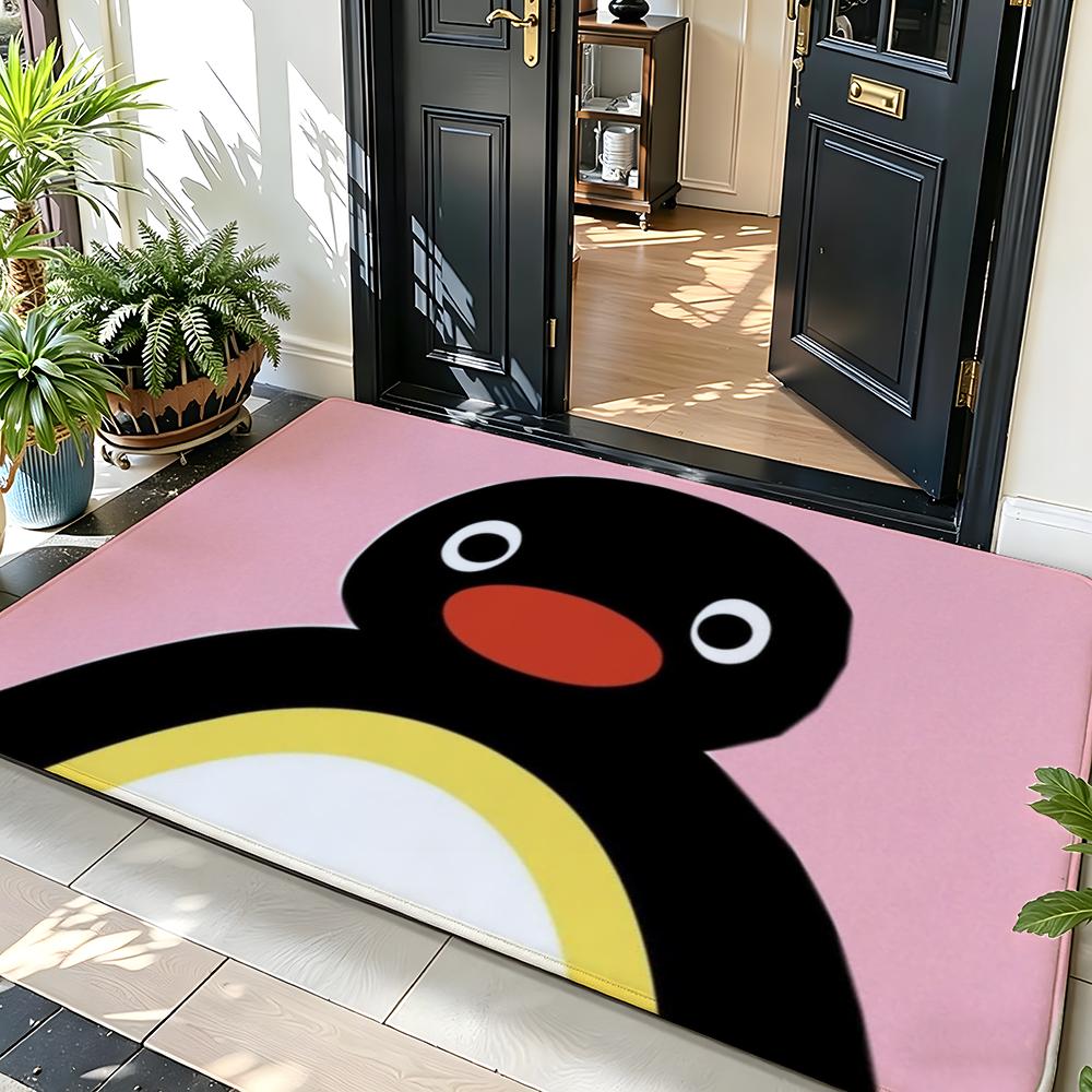 Tier B-Schwarz P-Pinguin Fußmatte Weiche Flanell-Fußmatte Geeignet für Eingangsbereiche, Wohnzimmer, Schlafzimmer und Badezimmer