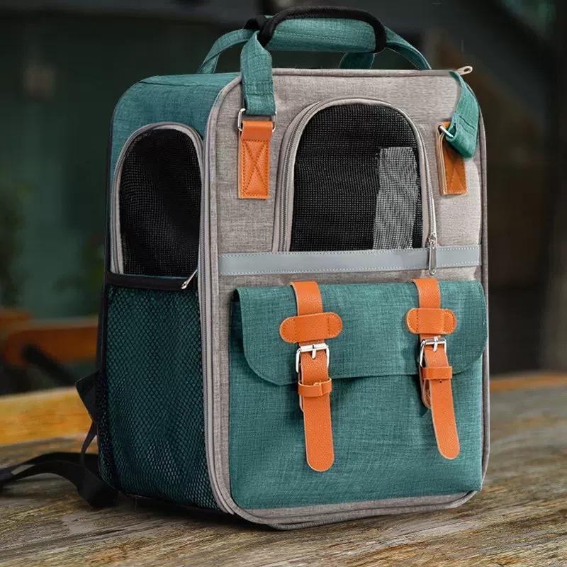 Pet Cat Backpack Breathable Portable Pet Backpack Outdoor Multi-mesh Window Canvas Cat Shoulder Bag Pet Transport Bag