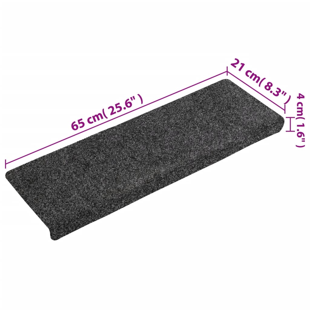 Vidaxl Maty Na Schody Samoprzylepne 15 Szt. 65X21X4 Cm Szare, Prostokątne Krawędzie