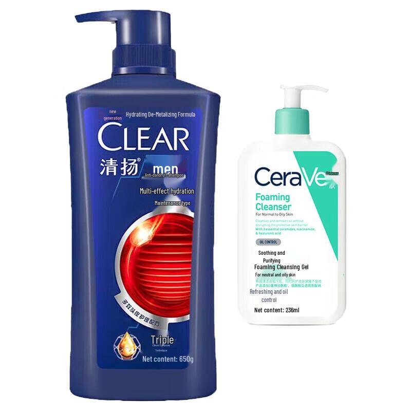 CeraVe Soothing Cleansing Gel & Clear Men s Shampoo Bundle