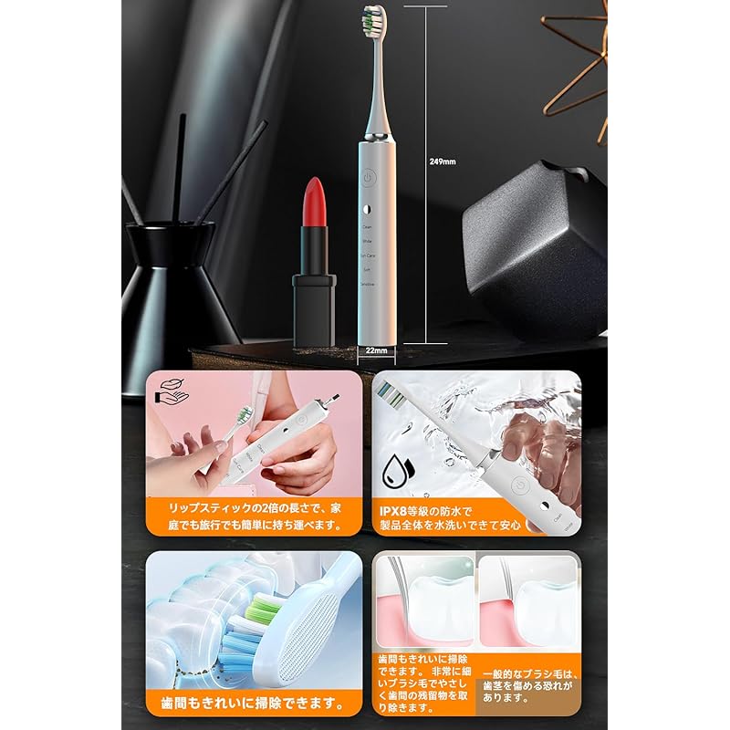 Electric Toothbrush [Industry Ultra-compact, Ultra-lightweight, Vibration Intensive] Ultrasonic Toothbrush Nano Toothbrush IPX8 Waterproof [Supervised