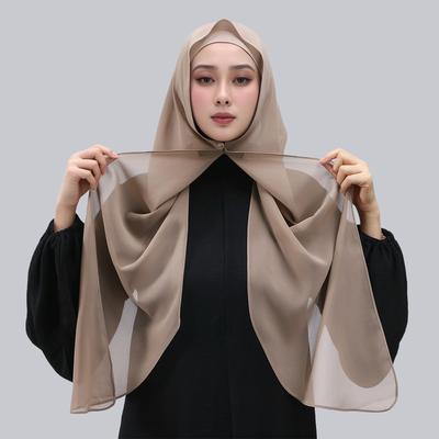 Women Muslim Chiffon Hijab Shawls With Magnetic Buckle Solid Color Ramadan Head Wrap Islamic Scarves Ladies Turban Headband