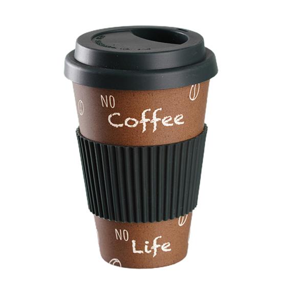 470 ml kafijas krūzes uzlīmes dizaina izolācijas bambusa šķiedras noārdāms ūdens kauss ceļojumiem