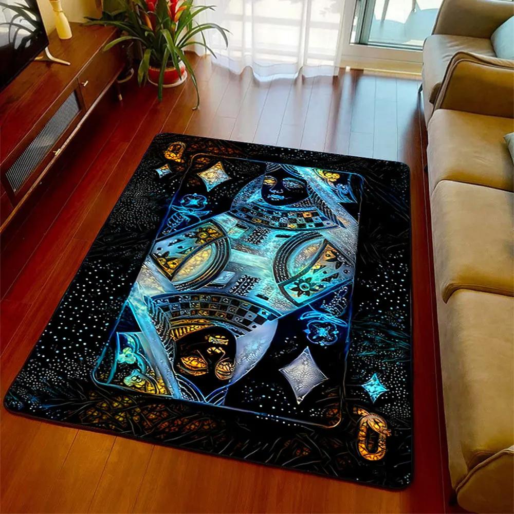 Moderne Malerei Pik Karte Poker Teppich Wohnzimmer Teppich Heimdeko Flur Fußmatte Rutschfest Küche Badezimmer Schlafzimmer Bodenmatte