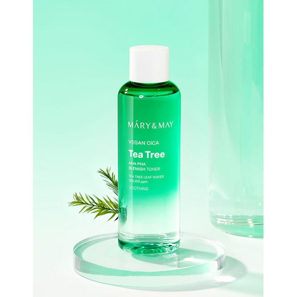 Mary May Sunlaunch Vegan Cica Tea Tree Aha pAha Blemish Toner 200ml + Sensitive Soothing Gel Cream 1.5ml 5ea