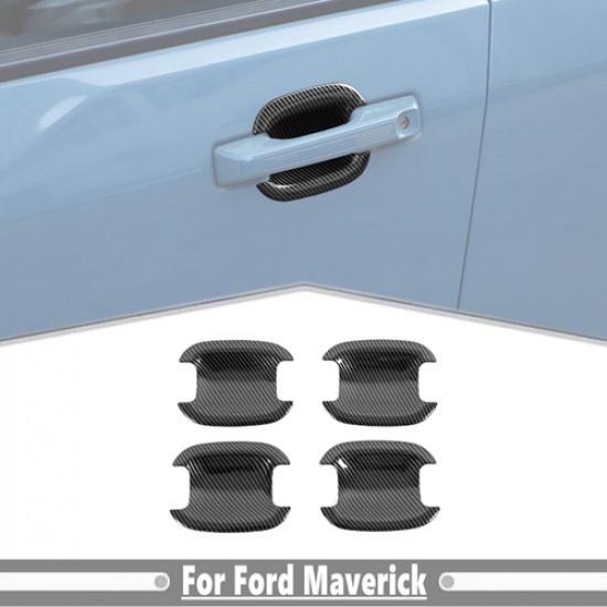 For Ford Maverick -2025 Carbon Fiber Exterior Door Handle Bowl Cover Trim 4P