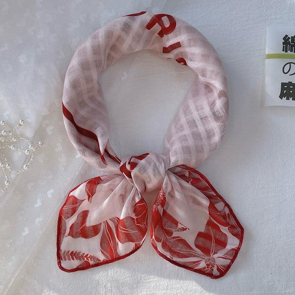58*58Cm Women Square Neckerchief And Headscarf Female Floral Print Small Shawls Scarves Spring Summer Headband Scraves