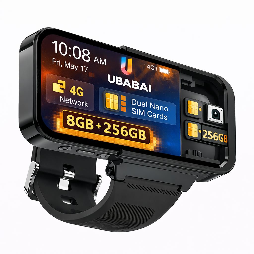 4G Smart Watch Phone UBABAI Android 12 4G Dual SIM 8GB+256GB WIFI GPS