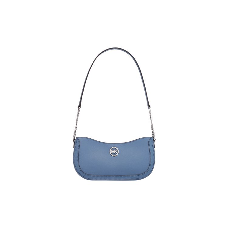 

Michael Kors MK Leida Silver Logo Leather Shoulder Bag Crescent Bag Women shoulder bag Black Cream Blue 35S4S9GU5L Black