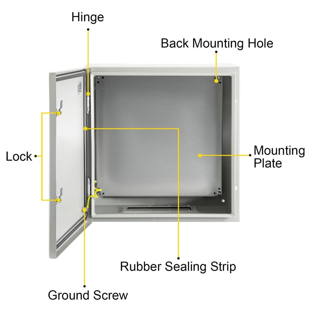 NEMA Steel Enclosure, 24 X 24 X 8'' NEMA 4X Steel Electrical Box, IP66 Waterproof & Dustproof, Outdoor/Indoor Electrical Junction Box, with Mounting