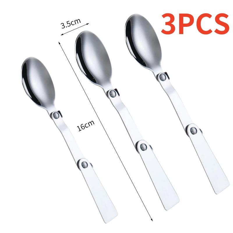 3PCS 304 Stainless Steel Folding Spoon Creative Gift Tableware Outdoor Portable Three Fold Spoon Fork Travel Folding Spoon